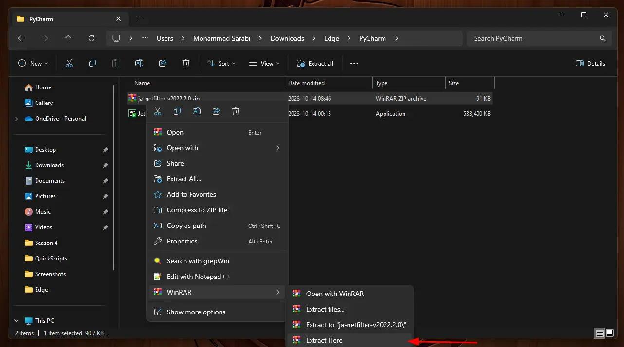 unzipping the crack file