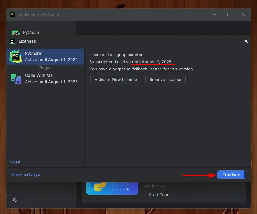 pycharm finished activating