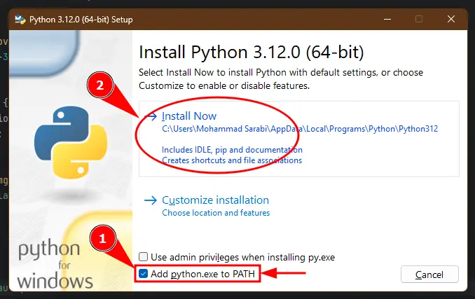 install python window