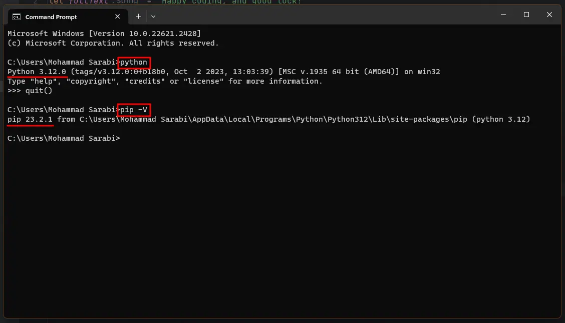 install python window